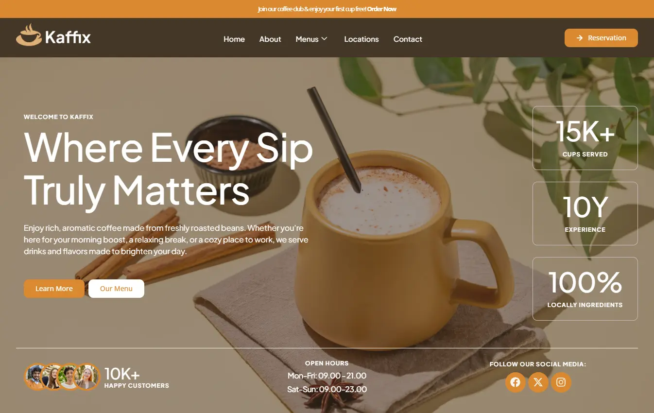 Cafes , Coffee Shop website design and development