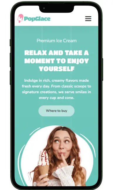 Ice Cream Shop website design