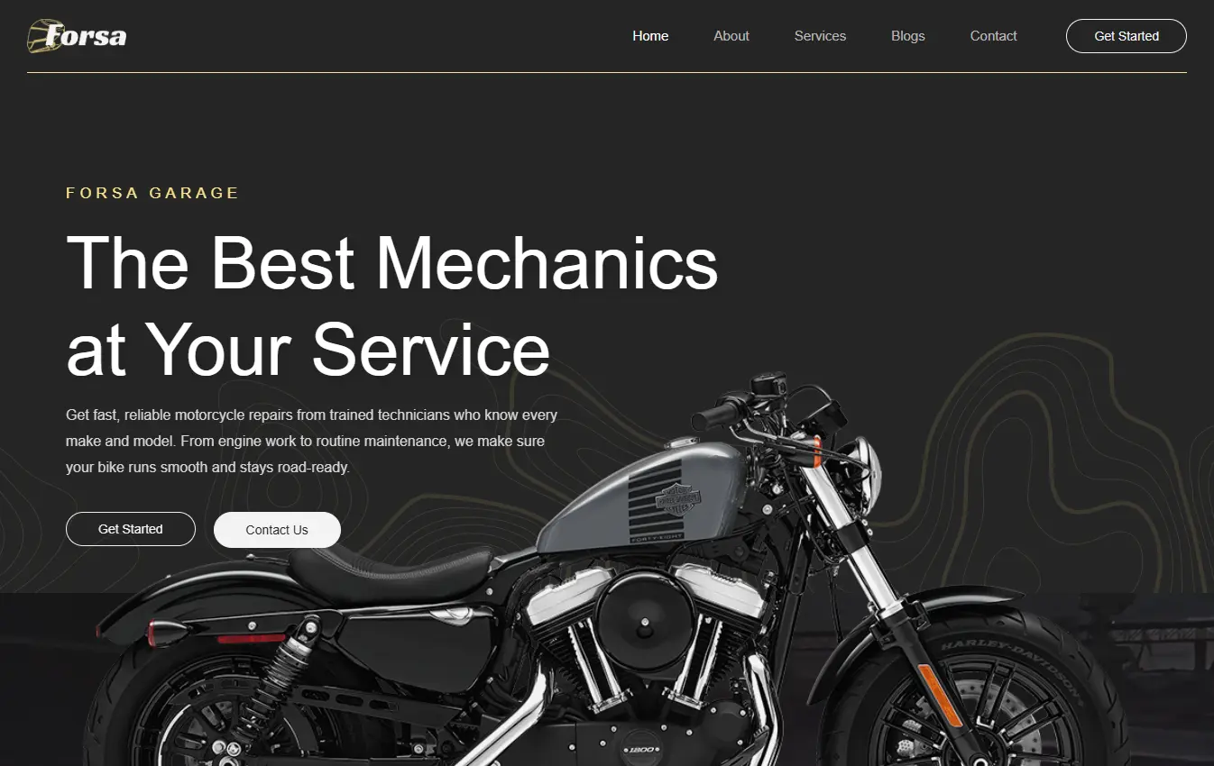 Motorcycle Repair website design and development