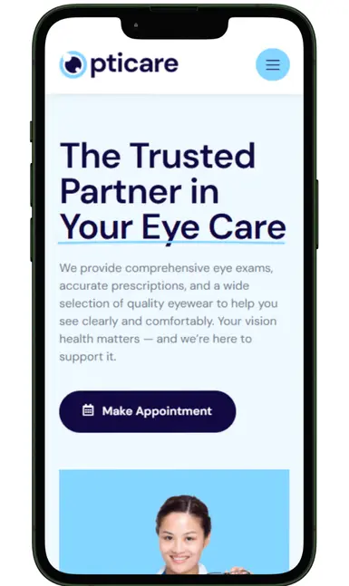 Optometrists Services website design