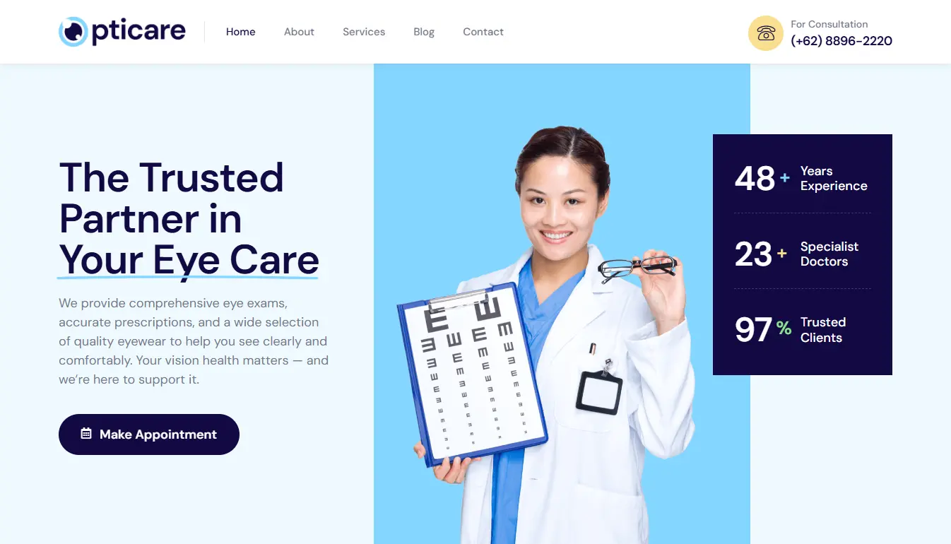Optometrists website design and development