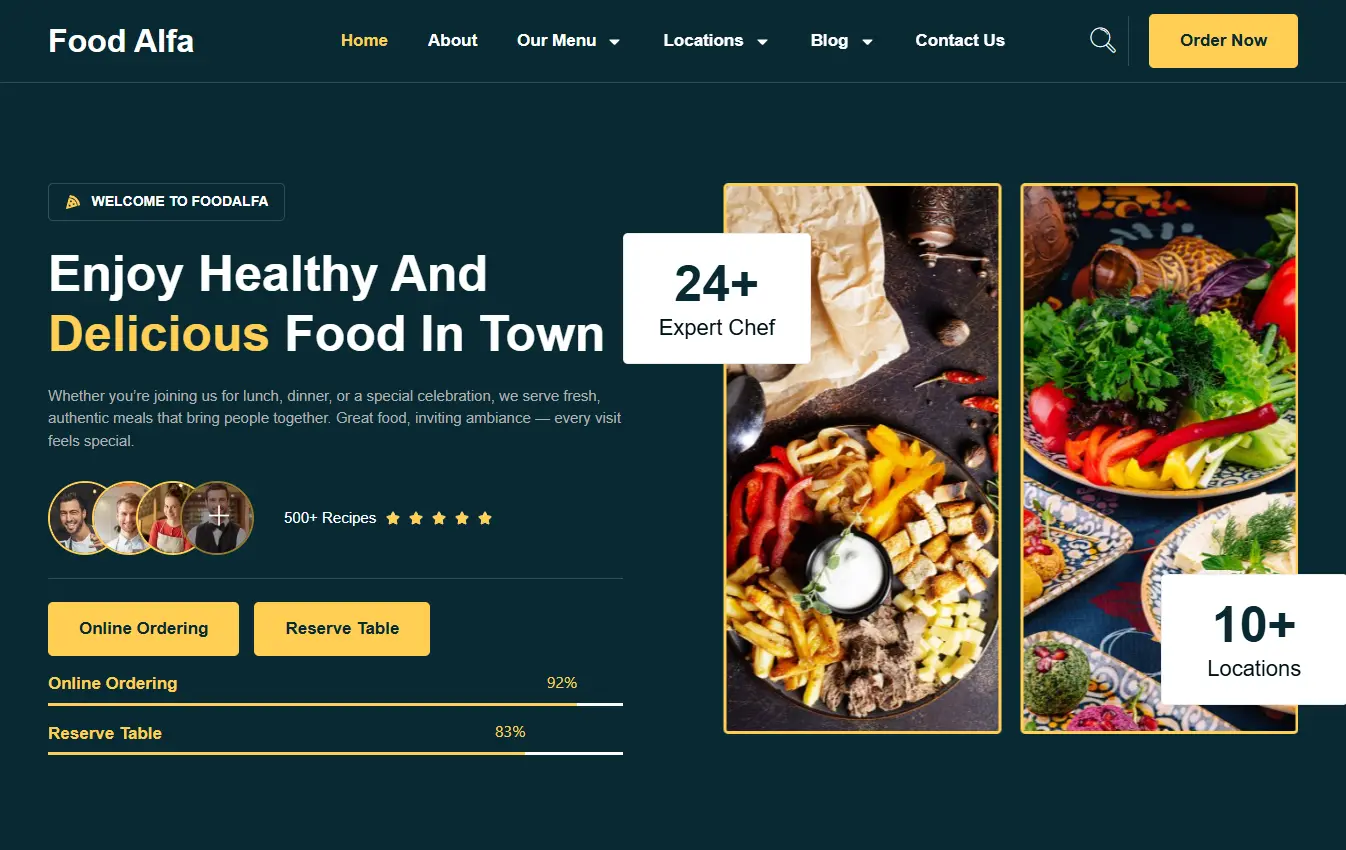 Restaurants website design and development