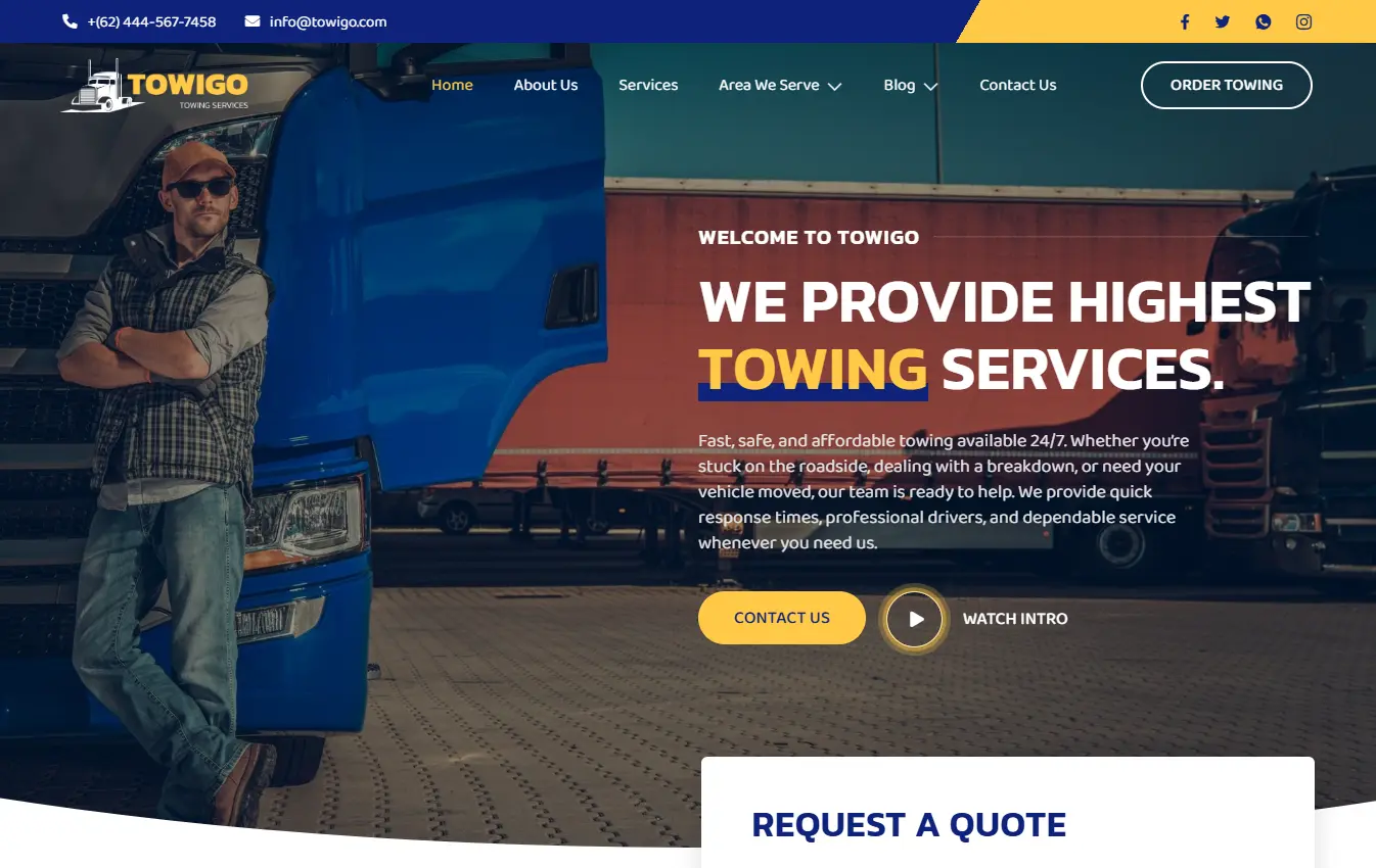 Towing Services website design and development