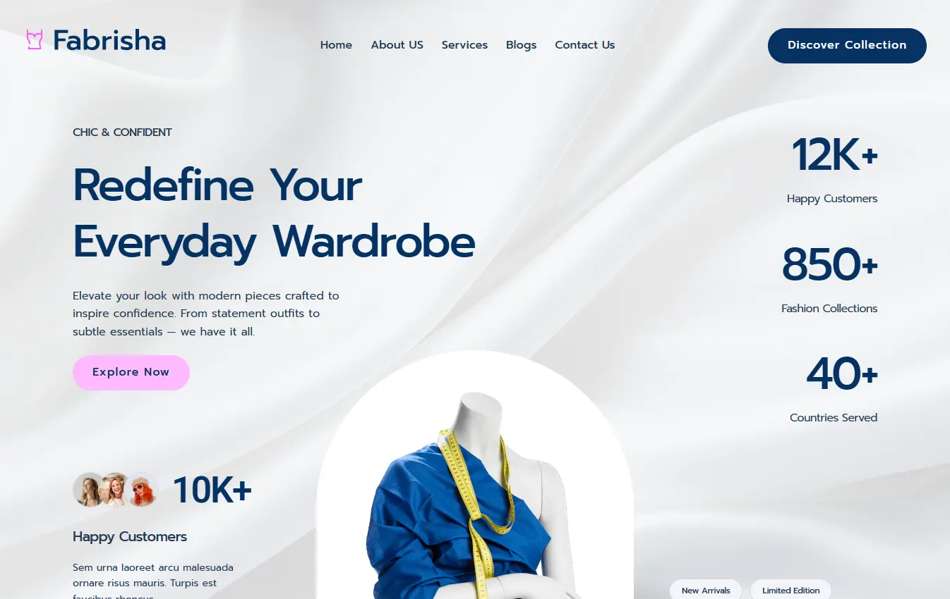 Boutique Clothing website design and development