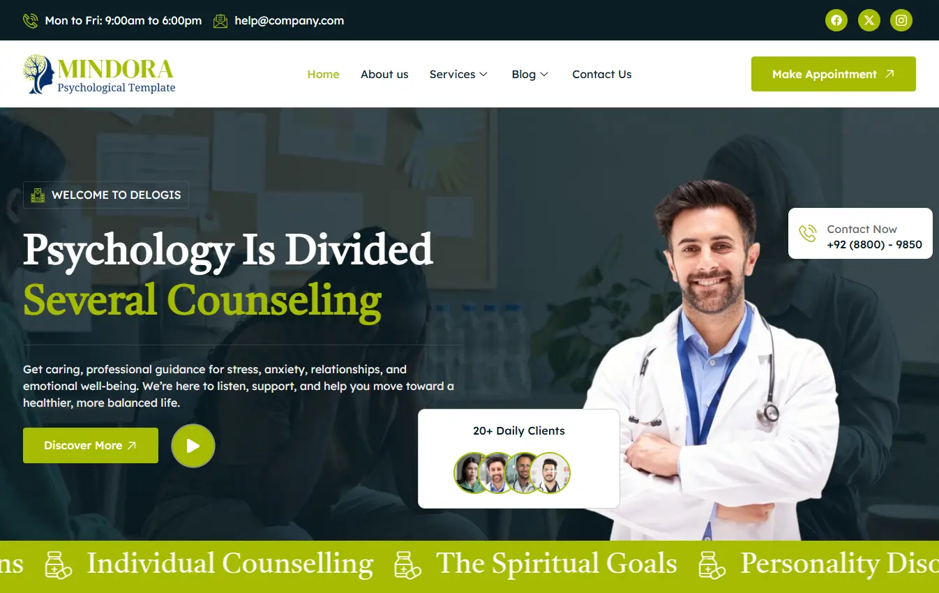 Mental Health Counselors website design and development